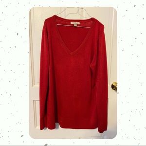 Red V Neck Sweater - Size 1X
